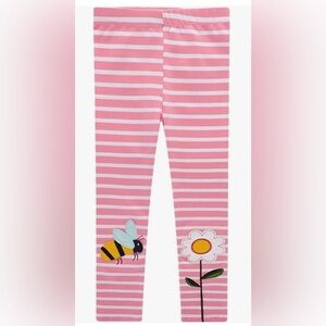 PatPat - NEW - Bee & Flower Appliqué Striped Leggings. Size 5-6